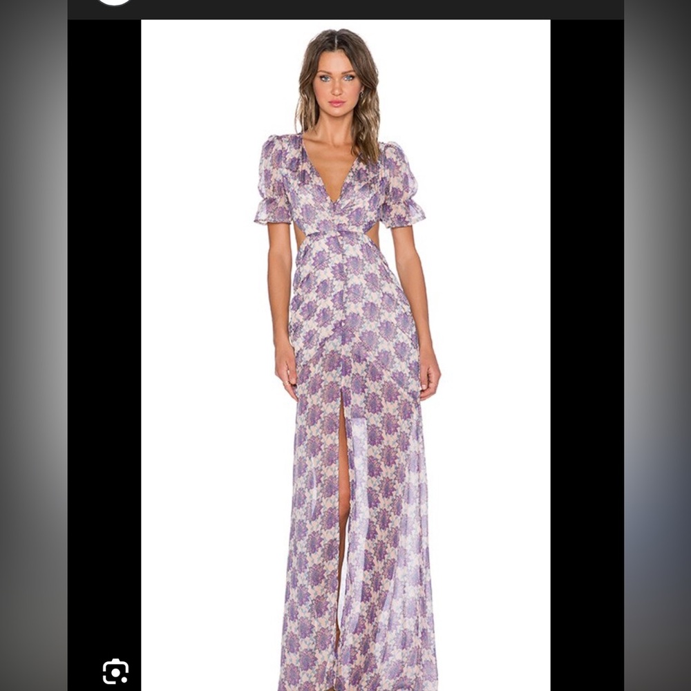 For Love And Lemons Lavender Floral Maxi Dress